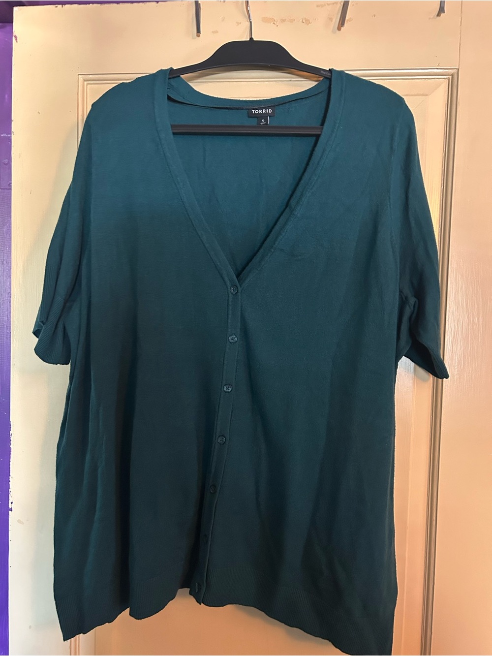 Torrid Deep Teal Short-Sleeve Button Cardigan